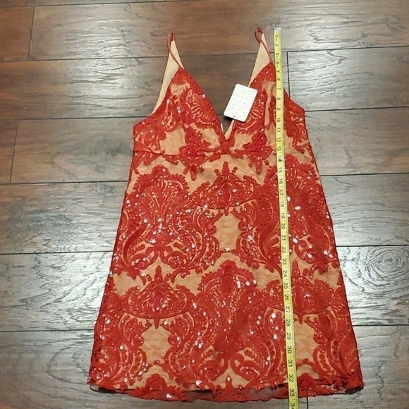 NWT Free People Womens Sequin Red Dress sz 8=M - Picture 7 of 11